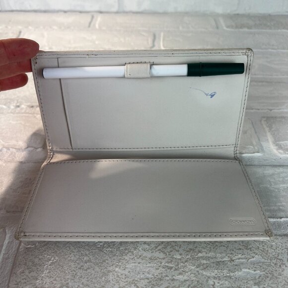 Coach Checkbook Cover Beige Signature‎ C Canvas Leather Trim - Picture 5 of 12